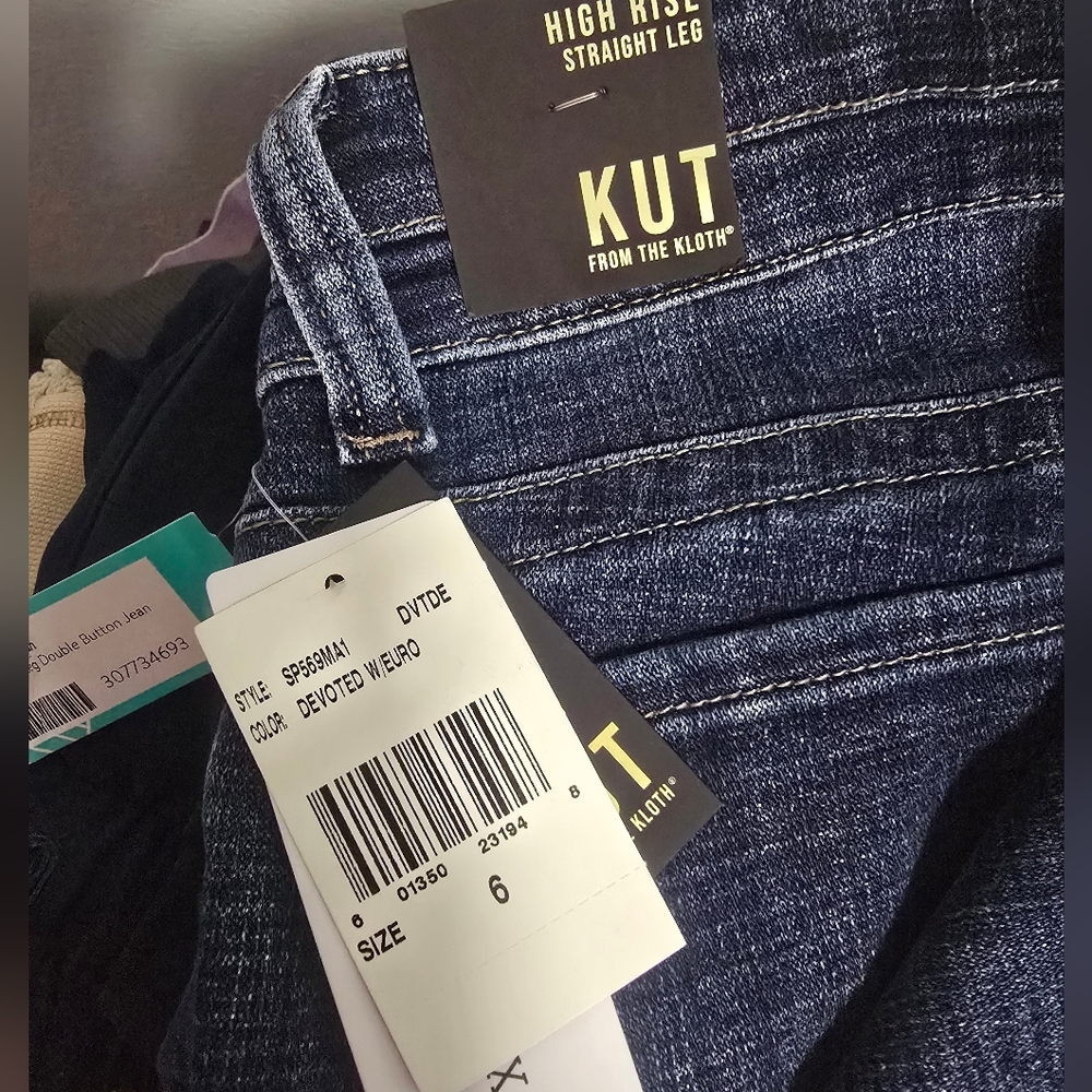 NWT Kut from the Kloth Women's Stevie Straight Leg Double Button Indigo Jeans 6 - Picture 4 of 5